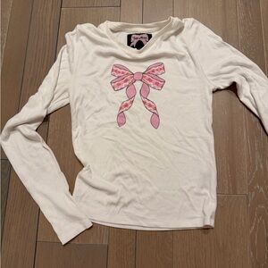 les miss bow ribbed long sleeve top